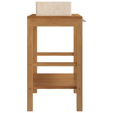 Bathroom Vanity Cabinet Solid Teak with Sink Marble Cream 3058160