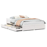 Bed Frame without Mattress White 150x200 cm King Size Solid Wood Pine 3301691