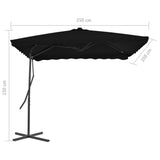 Garden Parasol Black Polyester, Powder-Coated Steel Large 312516