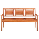 ZNTS 3-Seater Garden Bench 150 cm Solid Eucalyptus Wood 44399