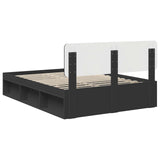 Bed Frame with Headboard Black 150 x 200 cm Solid Pine Wood 3412061