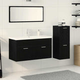 Bathroom Furniture Set 4 pcs Black Oak Engineered Wood 3334370