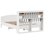 ZNTS Bookcase Bed without Mattress White 150x200 cm King Size Solid Wood Pine 3323141