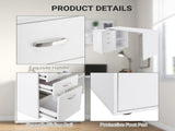 L Shaped Computer Desk, Reversible Home Office Desk with Drawers, File Cabinet and Storage Shelves, T3398P377526