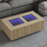 ZNTS Coffee Table with Infinity LED Sonoma Oak 116x69x40 cm 3284058