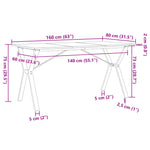 ZNTS Dining Table Y-Frame 160x80x75 cm Solid Wood Pine and Steel 3282721