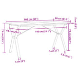 ZNTS Dining Table Y-Frame 160x80x75 cm Solid Wood Pine and Steel 3282721