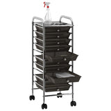 10-Drawer Mobile Storage Trolley Black Plastic 320402