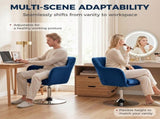 Retro Velvet Swivel Tub Chair with Steel Frame, Cushion Seat, Dark Blue T3398P554132