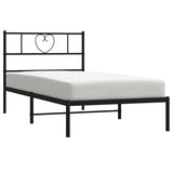 Metal Bed Frame without Mattress with Headboard Black 100x190cm 355457