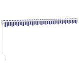 Retractable Awning Blue and White 4.5x3 m Fabric and Aluminium 3154424