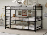 Black three-layer reinforced iron high and low beds, three person metal bed frame, W3987P434165
