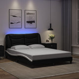 Bed Frame with LED without Mattress "Hvar" Black and White 140x190 cm 3213932