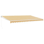 Retractable Awning Yellow and White 5x3 m Fabric and Aluminium 3154435
