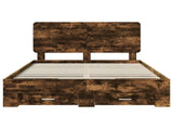 Bed Frame with Drawer Smoked Oak 150 x 200 cm Engineered Wood 3412771
