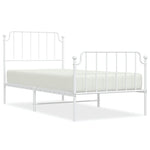 ZNTS Metal Bed Frame with Headboard and Footboard White 90x200 cm 373947