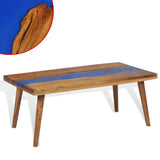 Coffee Table Brown and Blue Teak and Resin 100x50x40 cm 245067
