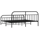 Metal Bed Frame without Mattress with Footboard Black 193x203cm 353659