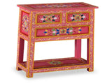 Sideboard with Drawers Solid Mango Wood Pink Hand Painted 244841