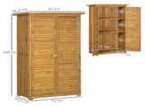 Wooden Garden Storage Shed, Compact Utility Sentry Unit, 3-Tier Shelves Tool Cabinet Organizer with T3398P318685