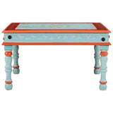 Coffee Table Blue Hand Painted Solid Wood Mango 353763