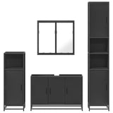 ZNTS 4 Piece Bathroom Furniture Set Black Engineered Wood 3301190