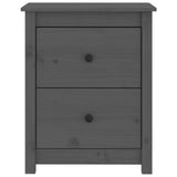 ZNTS Bedside Cabinets 2 pcs Grey 50x35x61.5 cm Solid Wood Pine 813684