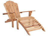 Garden Adirondack Chair with Footrest Natural Solid Teak Wood 42041352