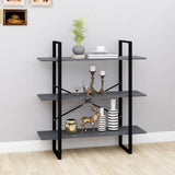 3-Tier Book Cabinet Grey 100x30x105 cm Solid Pine Wood 806554