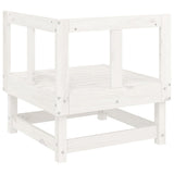 Garden Corner Sofa White Solid Wood Pine 825367