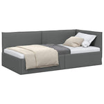 Corner Bed Frame with Headboard Dark grey 90 x 200 cm Fabric 42016464