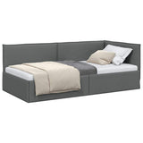 Corner Bed Frame with Headboard Dark grey 90 x 200 cm Fabric 42016464