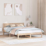 Bed Frame with Headboard Natural 140 x 200 cm Solid Pine Wood 873271
