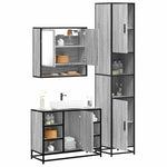 ZNTS 3 Piece Bathroom Furniture Set Grey Sonoma Engineered Wood 3301123