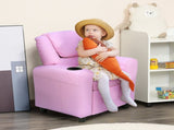 Kids Recliner Chair, PU Leather with Adjustable Backrest, Footrest, Padded Headrest, Pink T3398P348591