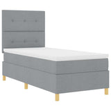 Box Spring Bed with Headboard Light grey 100 x 200 cm Fabric 3339595