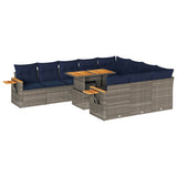 11 Piece Garden Sofa Set with Cushions Grey Poly Rattan Acacia 3327652
