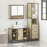 3 Piece Bathroom Furniture Set Sonoma Oak Engineered Wood 3301181