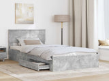Bed Frame with Drawer Concrete Grey 90 x 200 cm Engineered Wood 3408320