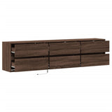TV Wall Cabinet with LED Brown Oak 180x31x45 cm 3307939