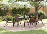 Garden Dining Set 5 pcs Brown and Black Powder-coated Steel 3379130