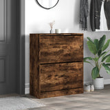 Shoe Cabinet Smoked Oak 80x34x96.5 cm Engineered Wood 839970