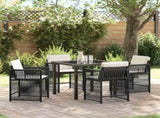 Garden Dining Set 5 pcs Black Poly Rattan 3380769