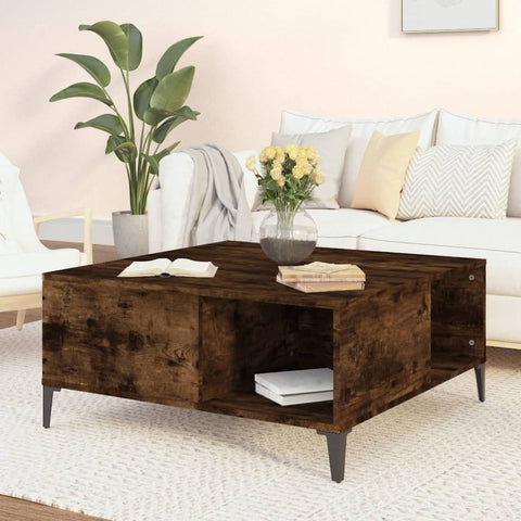 ZNTS Coffee Table Smoked Oak 80x80x36.5 cm Engineered Wood 821105