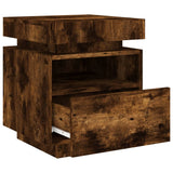 ZNTS Bedside Cabinet with LED Lights Smoked Oak 40x39x48.5 cm 836792