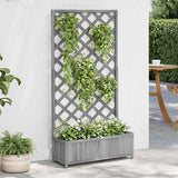 Planter with Trellis Grey Solid Wood Fir 365480