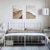 Metal Bed Frame without Mattress with Footboard White 183x213cm 352552