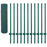 ZNTS Wire Mesh Fence with Posts Steel 25x0.5 m Green 144608