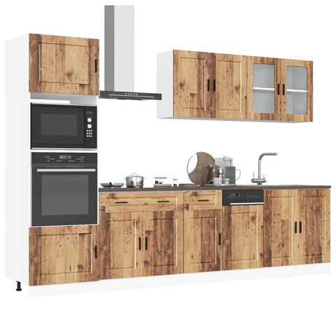 ZNTS 7 Piece Kitchen Cabinet Set Kalmar Old Wood Engineered Wood 3314759