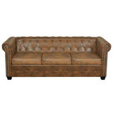 Chesterfield Sofa 3-Seater Brown Faux Leather 287919